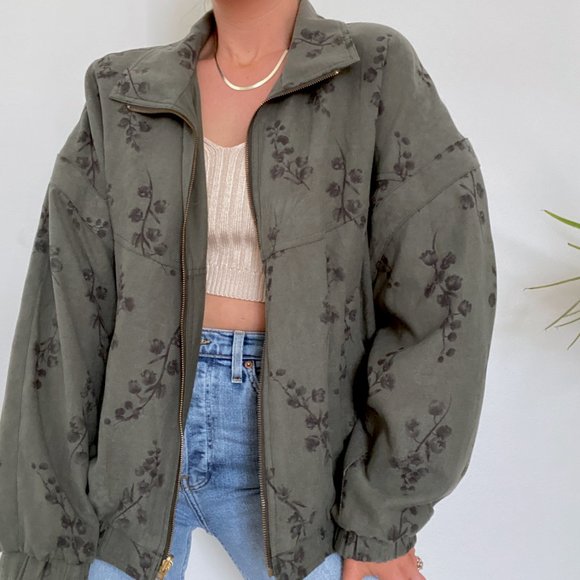 90s Deep Sage Botanical Oversized Coat - Picture 5 of 9